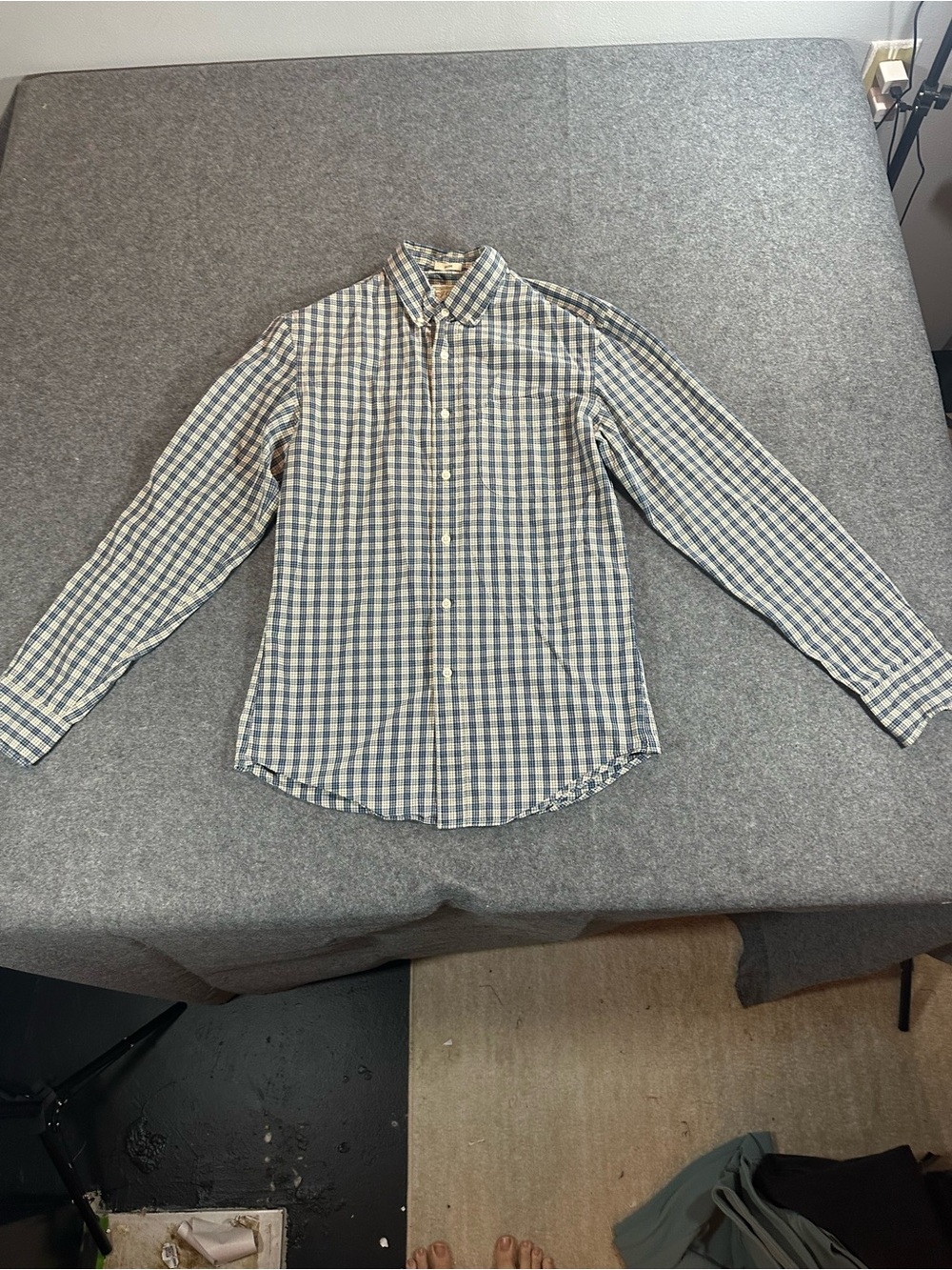 J. Crew Men's Blue Gingham Button-Down Shirt